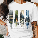 Women's Graphic Tee Nature Landscape Camping Adventure Hiking Forest Print T-Shirt