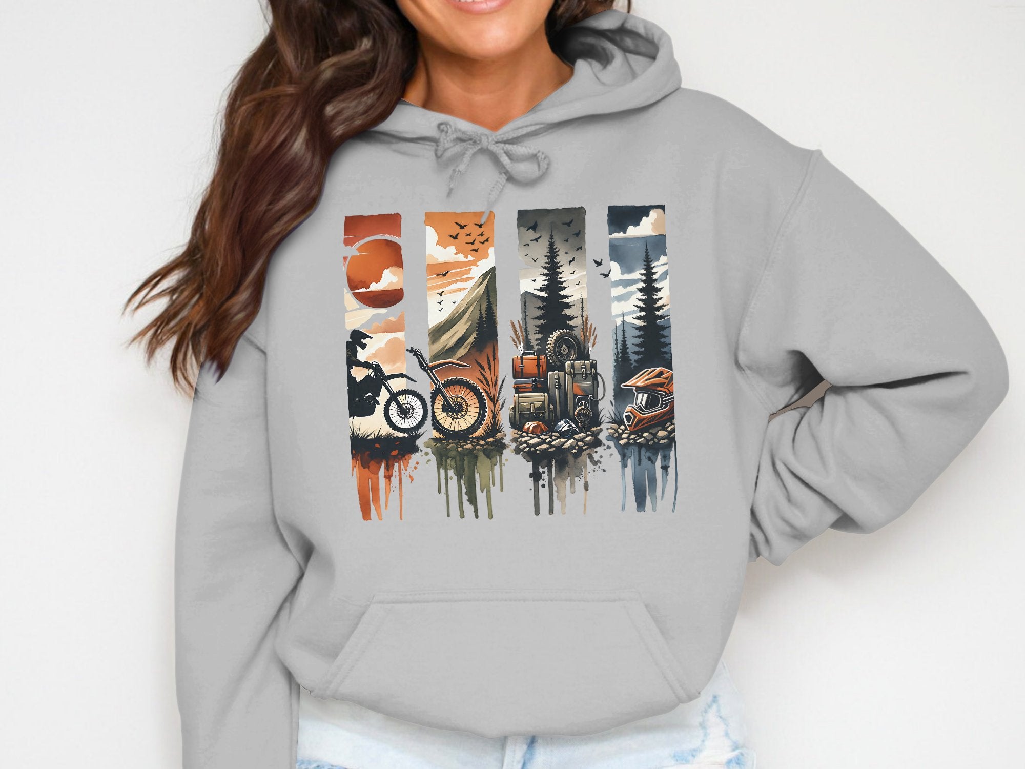 Outdoor Adventure Hoodie, Nature Scenes Graphic Sweatshirt, Camping Hiking Unisex Pullover