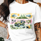 Adventure Graphic T-Shirt, Off-Road Jeep Illustration, Nature and Camping Tee, Unisex White Shirt
