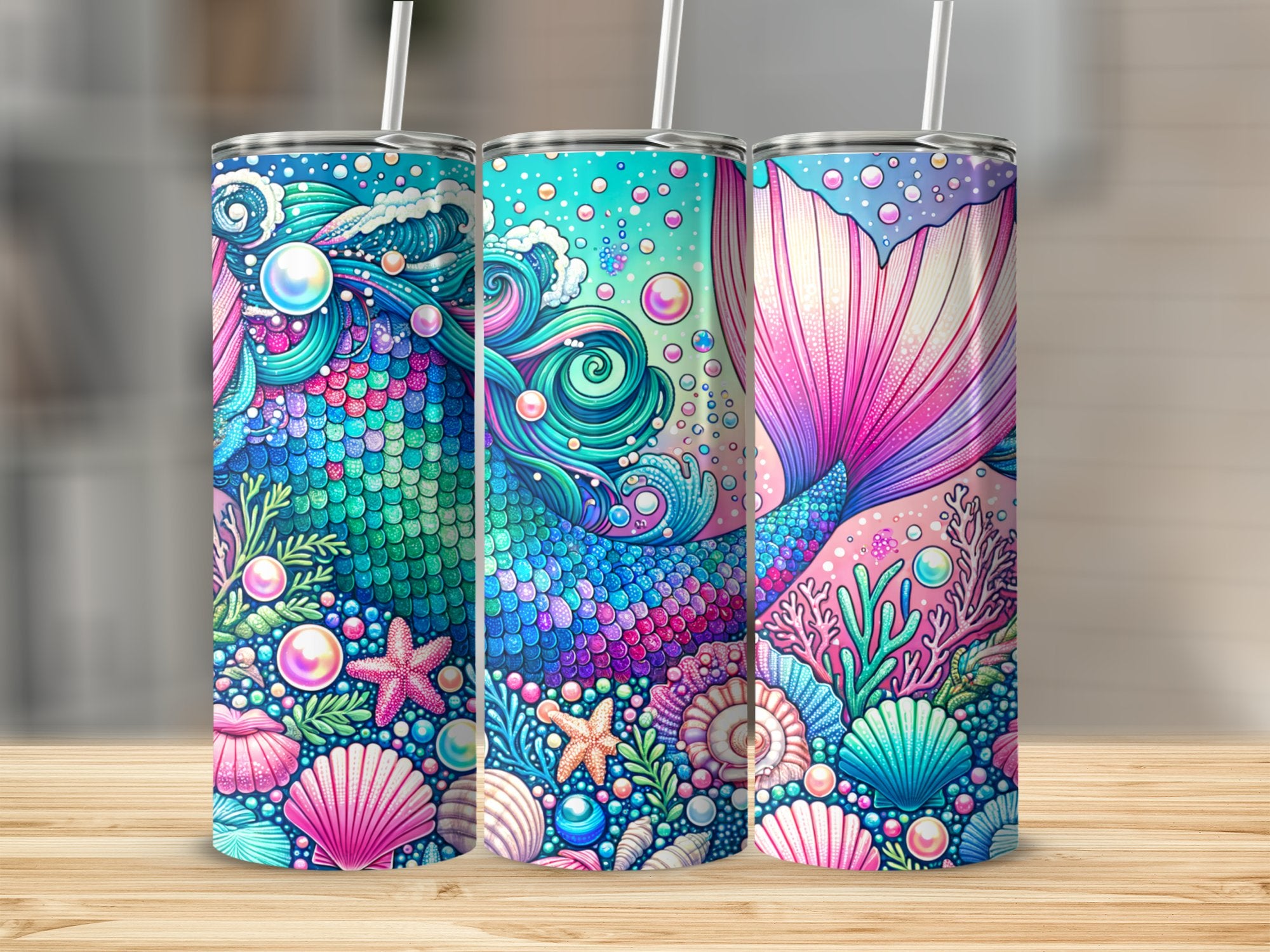 Colorful Ocean Themed Tumbler, Seashell Starfish Coral Design, Insulated Drinkware, Unique Gift Idea