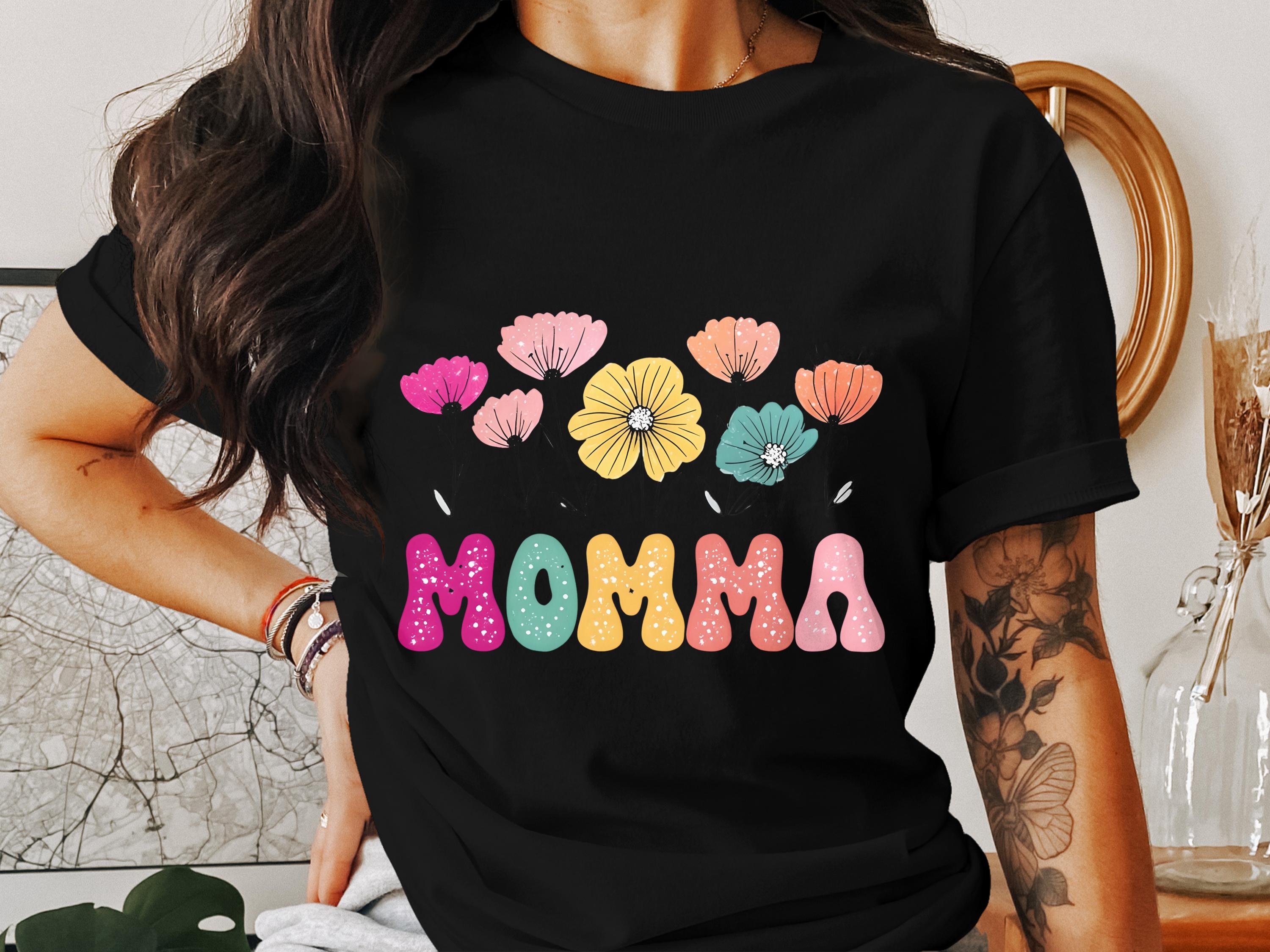 Colorful Momma Floral Graphic T-Shirt, Mother's Day Gift, Casual Women's Fashion Top