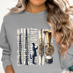 Jazz Music Sweatshirt, Vintage Band Instruments Graphic, Unisex Casual Pullover, Music Lover Gift