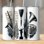 Orchestra Themed Tumblers, Music Sheet and Instrument Design, Gift for Musicians and Band Members