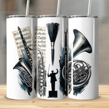 Orchestra Themed Tumblers, Music Sheet and Instrument Design, Gift for Musicians and Band Members