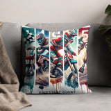Motocross Themed Cushion Cover, Dirt Bike Pillow, Racing Home Decor, Motorcycle Sports Artwork, Vibrant Living Room Accessory