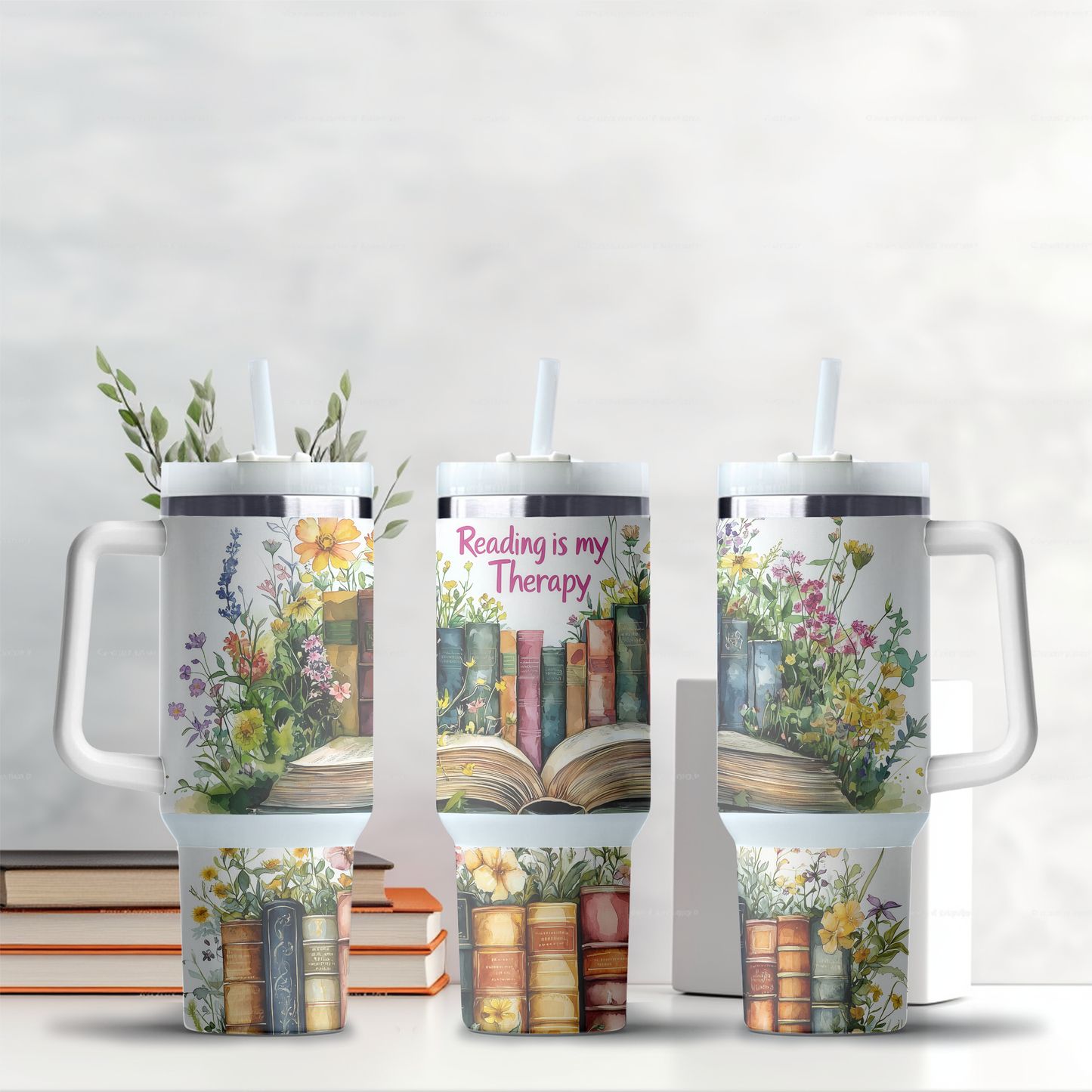 Reading is My Therapy Book 40oz Tumbler Wrap, Reading Lover Tumbler Wrap, Tumbler 40oz Sublimation Design, Bookish Digital Design