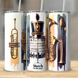 Marching Band Themed Tumblers, Brass Instruments Design, Music Lovers Gift, Reusable Metal Drinkware