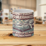 Suspect Claims to be Exhausted 20oz Tumbler Wrap, Funny Sublimation Design, Retro Aesthetic PNG, Digital Download for Skinny Tumblers