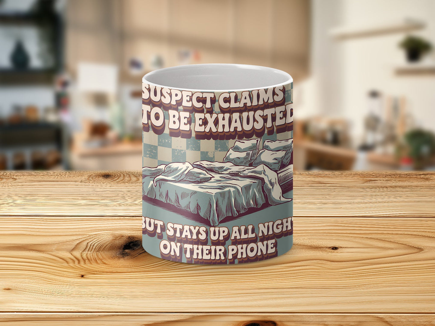 Suspect Claims to be Exhausted 20oz Tumbler Wrap, Funny Sublimation Design, Retro Aesthetic PNG, Digital Download for Skinny Tumblers