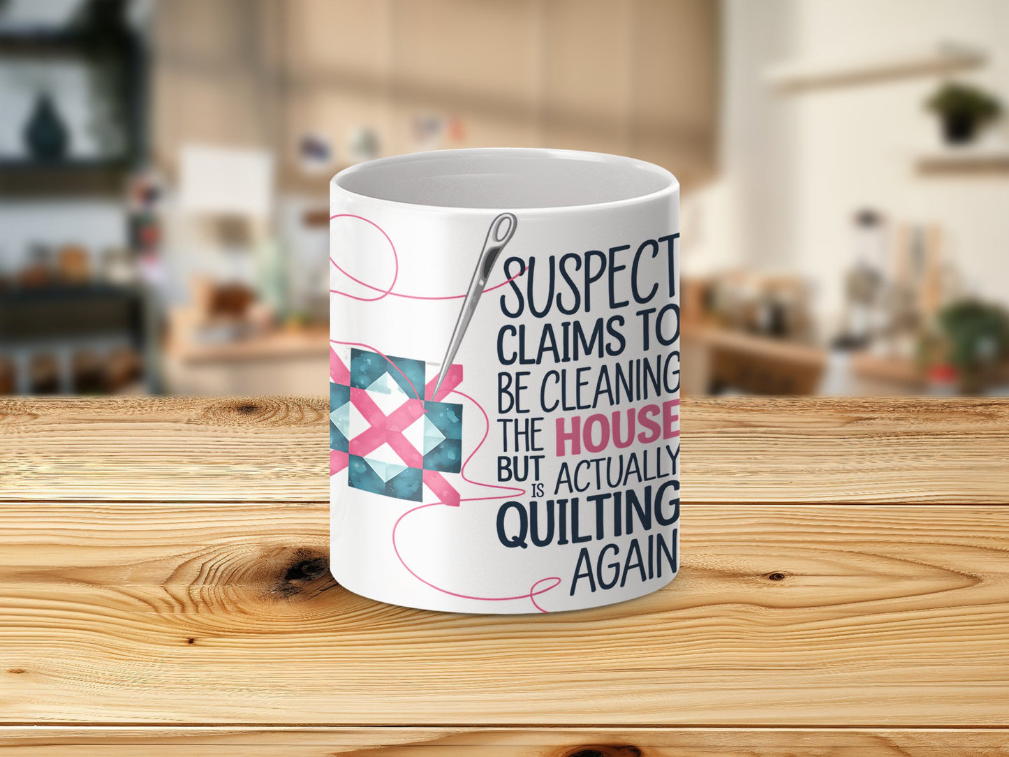 Suspect Claims to Be Cleaning but Is Actually Quilting 20oz Tumbler Wrap PNG, Funny Quilter Sublimation Design, Sewing Digital Download