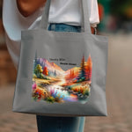 Colorful Nature Scene Canvas Tote Bag, Vibrant Watercolor Forest Art, Durable Shopping Bag, Unique Gift Idea