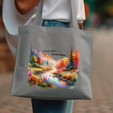 Colorful Nature Scene Canvas Tote Bag, Vibrant Watercolor Forest Art, Durable Shopping Bag, Unique Gift Idea