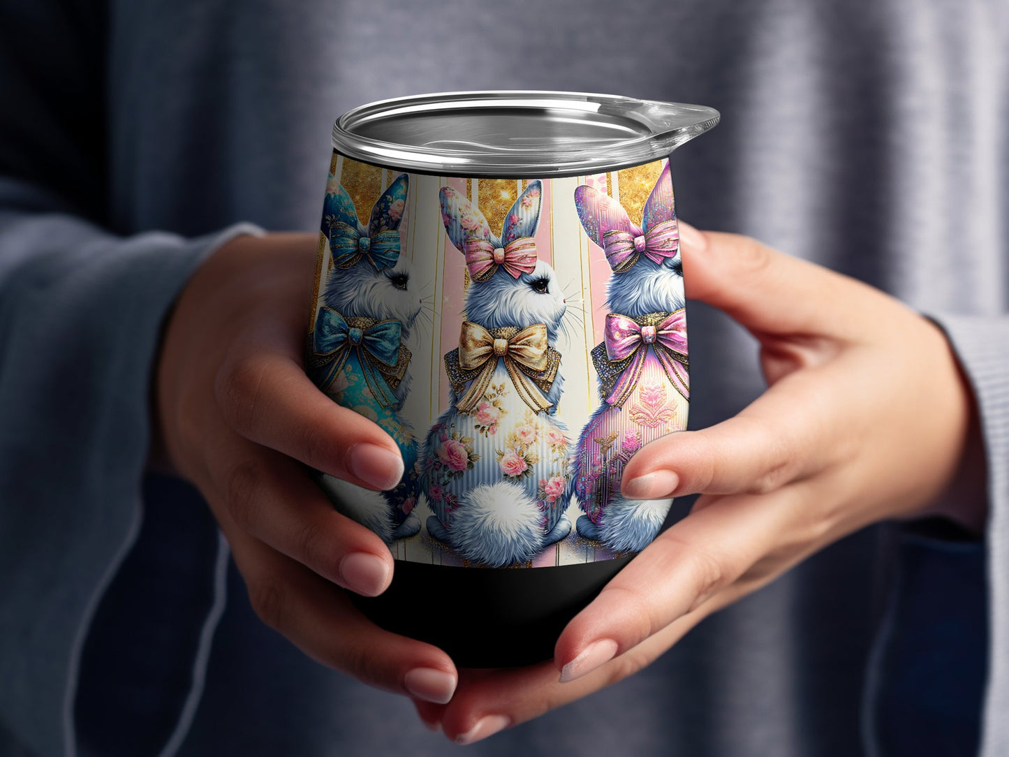 Cute Coquette Easter Bunny Tumbler Wrap, 20oz Skinny Easter Tumbler PNG Sublimation Design, Grandmillenial Easter Digital Download