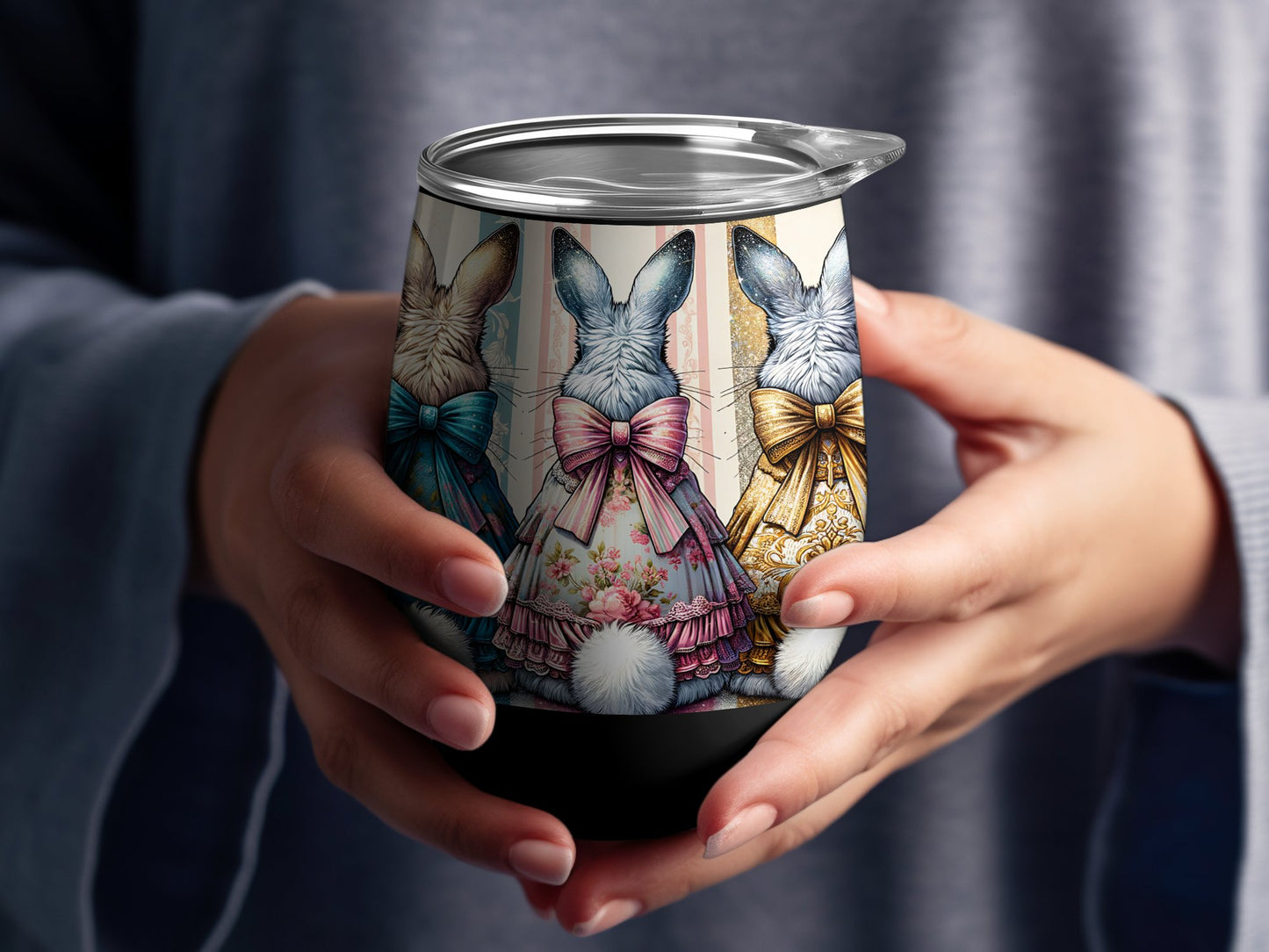 Cute Coquette Easter Bunny Tumbler Wrap, 20oz Skinny Easter Tumbler PNG Sublimation Design, Grandmillenial Easter Digital Download