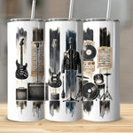 Music Themed Tumbler Set, Guitar, Microphone, Drums, Vinyl, Unique Gifts for Musicians and Music Lovers