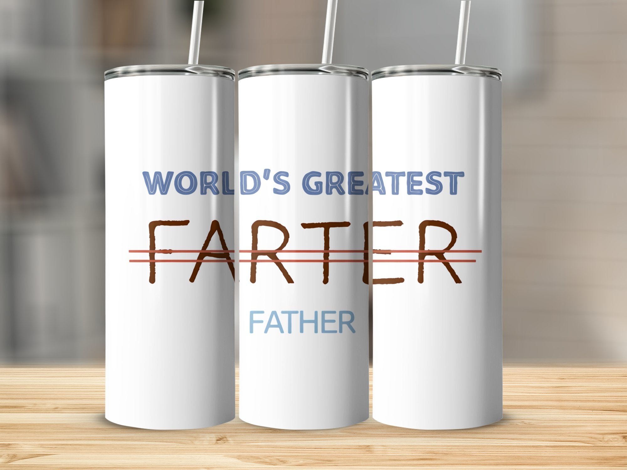 Funny Father's Day Insulated Tumblers, World's Greatest Farter Father, Stainless Steel Water Bottle, Gift for Dad