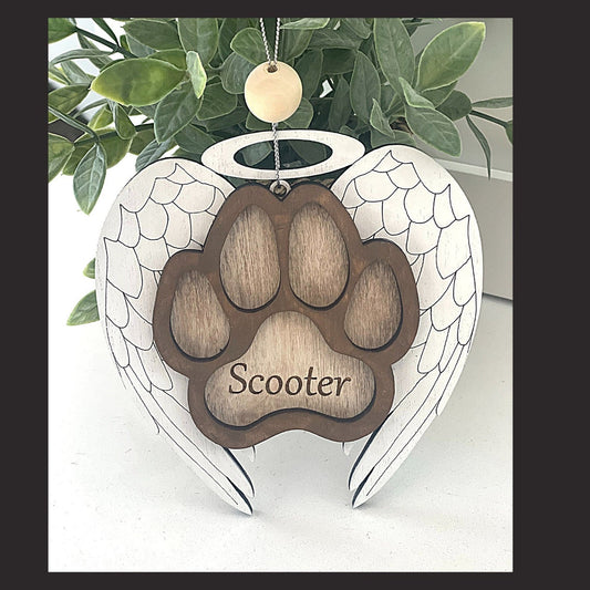 Personalized Memorial Ornament – Heart with Wings for Pets