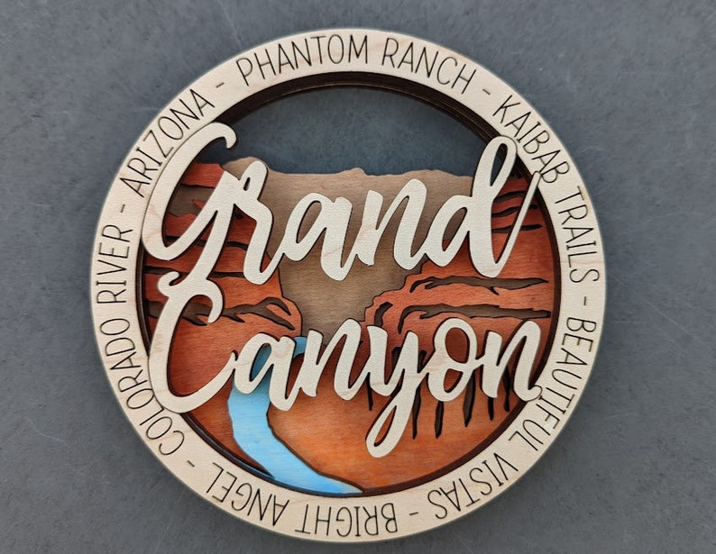 Grand Canyon National Park Hand-Painted Wooden Ornament - 3.5 Inch Round