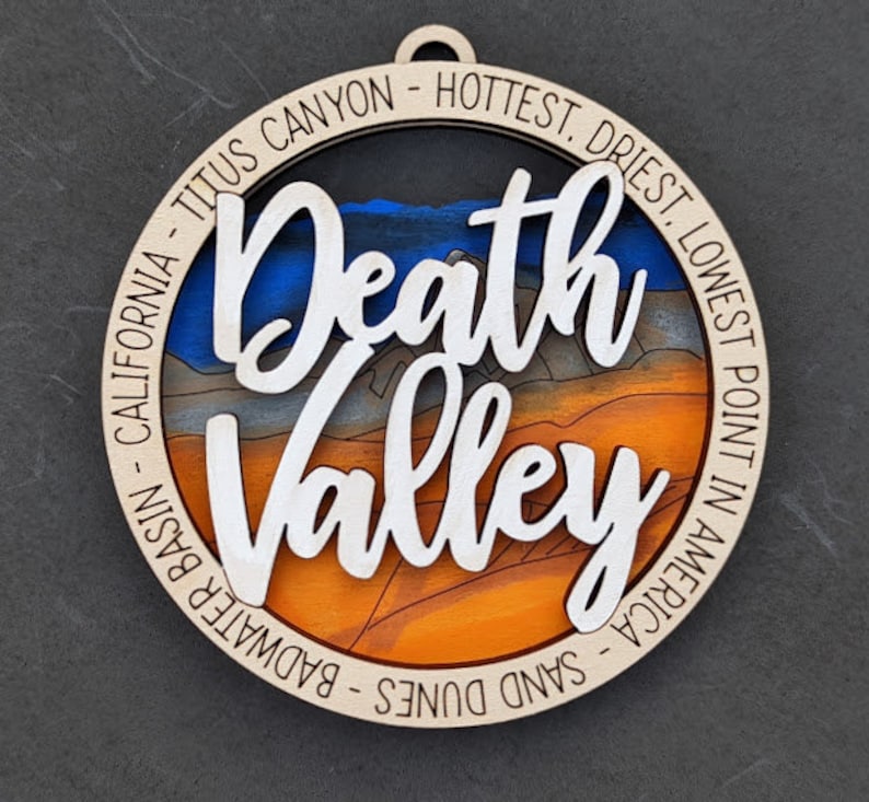 Death Valley National Park Hand-Painted Wooden Ornament - 3.5 Inch Round