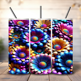 Spring Floral Daisy Tumbler Wrap, Holographic 20oz Skinny Floral Tumbler PNG Spring Flowers Sublimation Designs, Flower Digital Download