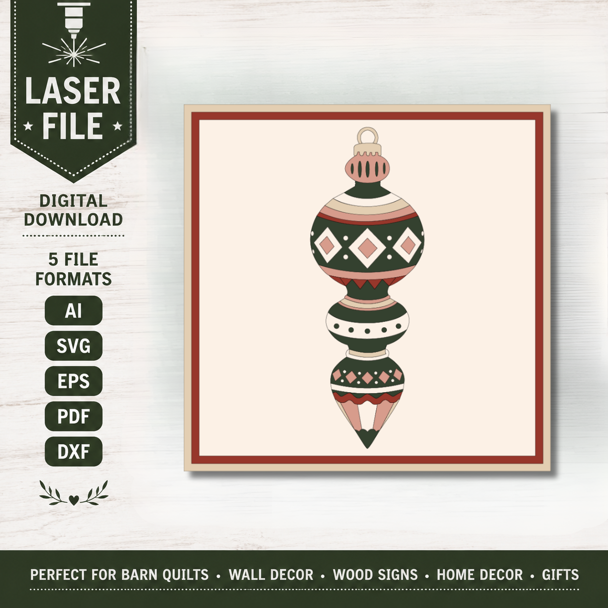 Christmas Keepsake Christmas Barn Quilt SVG | Laser Cut File