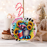 Colorful Beverage Art Ceramic Ornament, Christmas Decoration, Unique Hand-Painted Style Drink Design, Festive Holiday Decor