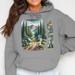 Vintage Camping Graphic Hoodie, Mountain Cabin Print, Cozy Outdoor Unisex Sweatshirt, Nature Lover Gift