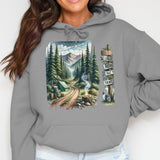 Vintage Camping Graphic Hoodie, Mountain Cabin Print, Cozy Outdoor Unisex Sweatshirt, Nature Lover Gift