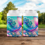 Colorful Mermaid Tail Can Cooler, Beach Themed Beverage Insulator, Starfish and Seashell Design Drink Holder