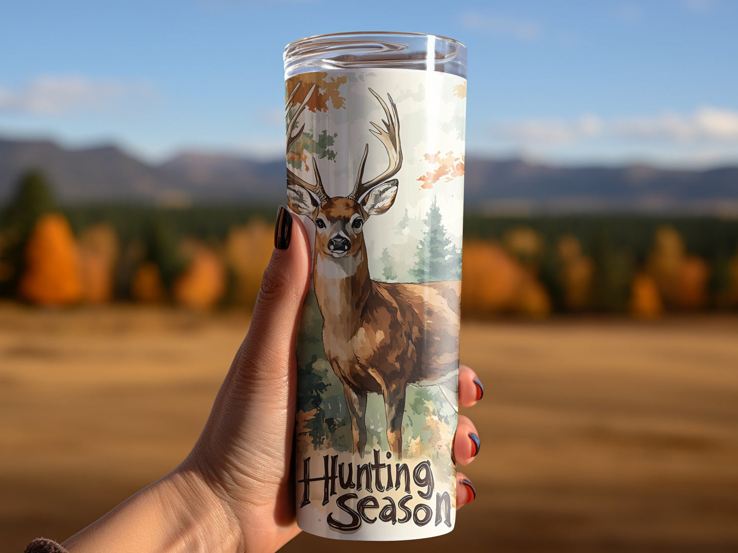 Camo Deer Hunting Season Tumbler Wrap 20oz Sublimation Tumbler Designs, Camouflage Straight Skinny Digital Download