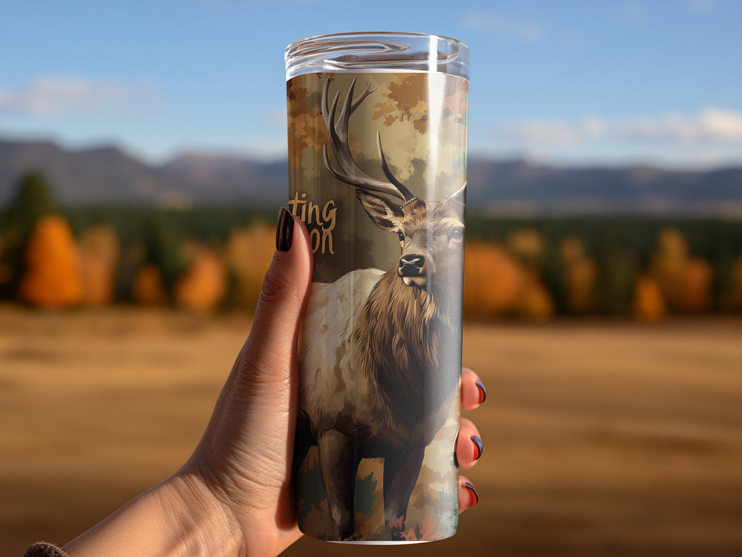 Camo Elk Hunting Season Tumbler Wrap 20oz Sublimation Tumbler Designs, Camouflage Straight Skinny Digital Download