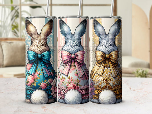 Cute Coquette Easter Bunny Tumbler Wrap, 20oz Skinny Easter Tumbler PNG Sublimation Design, Grandmillenial Easter Digital Download