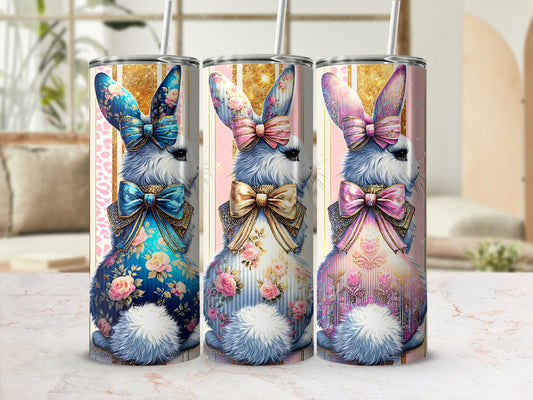 Cute Coquette Easter Bunny Tumbler Wrap, 20oz Skinny Easter Tumbler PNG Sublimation Design, Grandmillenial Easter Digital Download