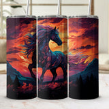 Majestic Stallion Tumbler Wrap, Wild Horse Sunset 20oz Skinny Tumbler Sublimation Design, Western Cowboy Digital Download PNG