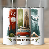 Born to Roam PNG, Watercolor Adventure Brushstroke Design, Vanlife Mountains Tent Clipart, Camping Sublimation Digital Download