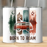 Born to Roam PNG, Watercolor Adventure Brushstroke Design, Vanlife Mountains Tent Clipart, Camping Sublimation Digital Download
