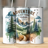Adventure is Out There PNG, Watercolor Outdoor Brushstroke Design, Mountains Compass Trail Art, Hiking Sublimation Clipart