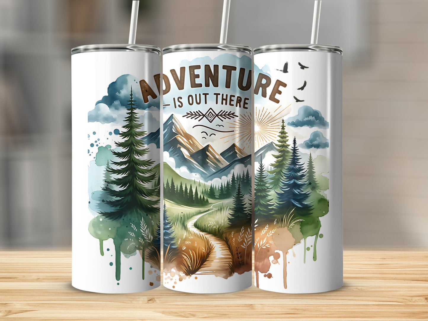 Adventure is Out There PNG, Watercolor Outdoor Brushstroke Design, Mountains Compass Trail Art, Hiking Sublimation Clipart