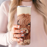 Highland Cow Tumbler Wrap PNG, Peach Floral Cow 20oz Skinny Tumbler Sublimation Design, Western Farmhouse Sublimation, Digital Download