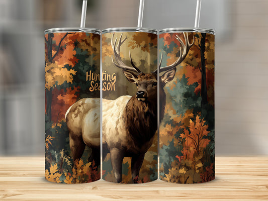 Camo Elk Hunting Season Tumbler Wrap 20oz Sublimation Tumbler Designs, Camouflage Straight Skinny Digital Download