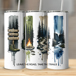 Outdoor Adventure Stainless Steel Tumblers, Forest Camping Designs, Nature Lover Gift, Reusable Water Bottle Set