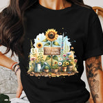 Women's Inspirational Quote T-Shirt, Sunflower and Cactus Graphic Tee, Floral Motivational Shirt