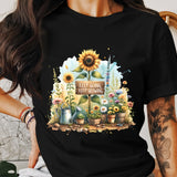 Women's Inspirational Quote T-Shirt, Sunflower and Cactus Graphic Tee, Floral Motivational Shirt