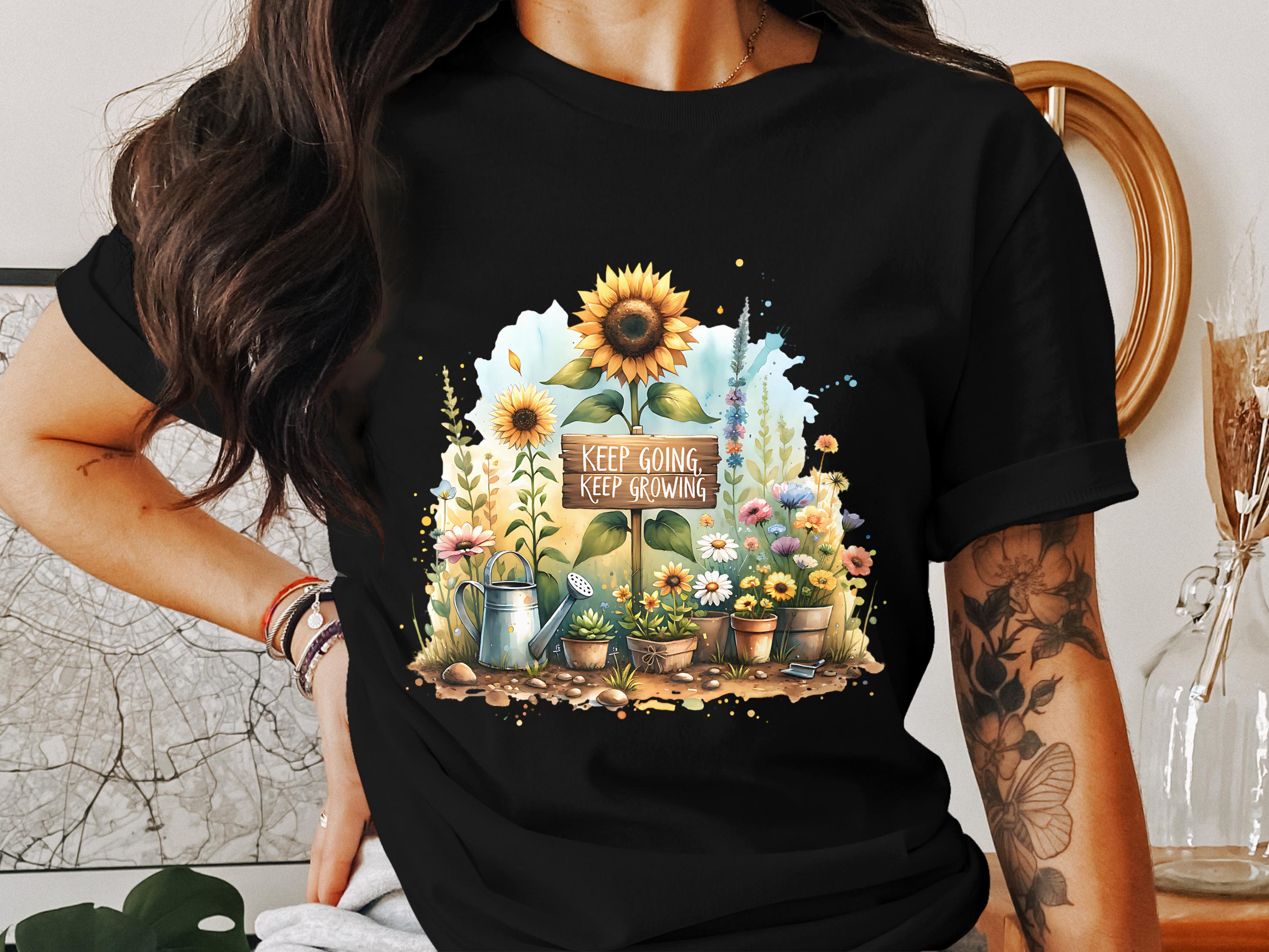Women's Inspirational Quote T-Shirt, Sunflower and Cactus Graphic Tee, Floral Motivational Shirt