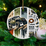 Off-Road Jeep Adventure Ceramic Ornament, Rock Ready 4x4 Vehicle Christmas Tree Decoration, Holiday Decor Gift