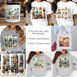 Jeep Brushstroke Bundle PNG, Off-Road Jeep Sublimation Design, Muddy Jeep Tumbler Wraps, 4x4 Adventure PNG for T-Shirts & Tumblers