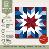 American Heritage patriotic barn quilt pattern featuring a geometric red white and blue star design for DIY painted barn quilts, Americana wall decor, farmhouse signs and patriotic home decor.