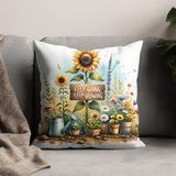 Sunflower Garden Quote Cushion, Inspirational Throw Pillow, Floral Home Decor, Colorful Living Room Accessory