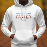 World's Greatest Farter Father Hoodie, Funny Dad Gift, Men's White Hooded Sweatshirt, Unique Father's Day Present, Autumn Apparel