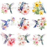 Pastel Watercolor Hummingbird Clipart | 43 PNG Images | 300 DPI Transparent Background | Hand-Painted Bird Illustrations for Sublimation & DIY Projects